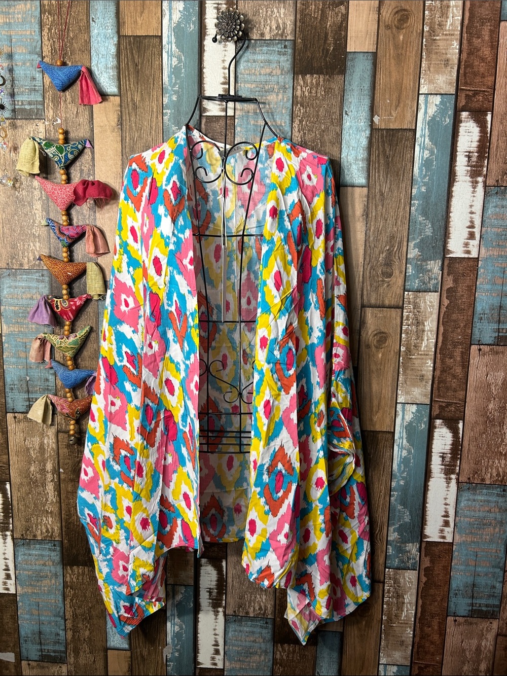 Dear Scarlett free size Colorful Ikat Open-Front rayon Top